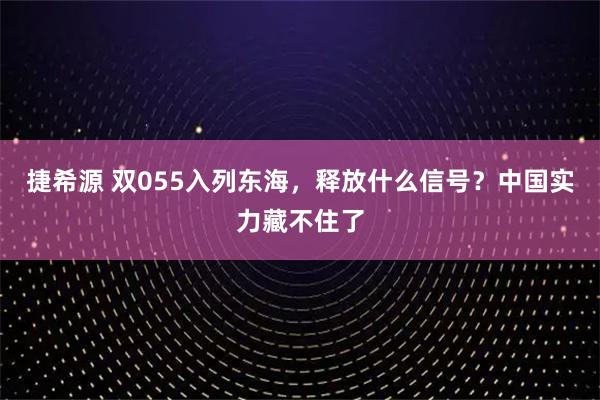 捷希源 双055入列东海，释放什么信号？中国实力藏不住了