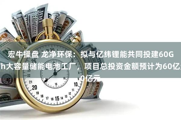 宏牛操盘 龙净环保：拟与亿纬锂能共同投建60GWh大容量储能电池工厂，项目总投资金额预计为60亿元