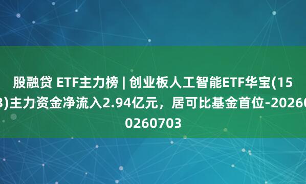 股融贷 ETF主力榜 | 创业板人工智能ETF华宝(159363)主力资金净流入2.94亿元，居可比基金首位-20260703